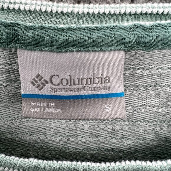 Columbia Womens Top Small Green White Striped‎ Short Sleeve Pullover Shirt - Picture 3 of 8